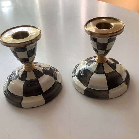 Mackenzie -Childs Courtly Check Short Candlesticks, set of two - Picture 2 of 6